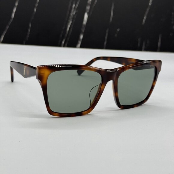 NEW SAINT LAURENT SLM104F 003 WOMEN CAT EYE HAVANA GREEN SUNGLASSES SL M104 - Picture 4 of 10